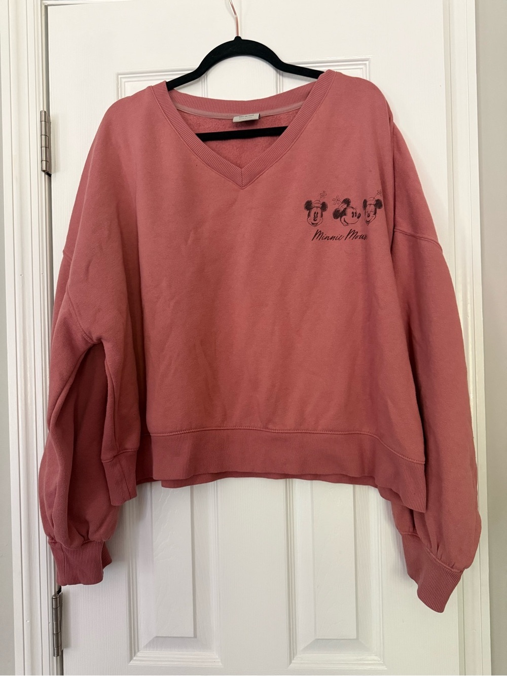 Disney Minnie Mouse Pink V-Neck Sweatshirt — Women’s 2XL